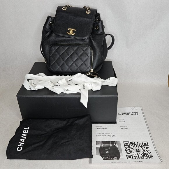 Chanel Quilted Caviar Leather Affinity Backpack Bag Purse with Dustbag & Box - Picture 1 of 16